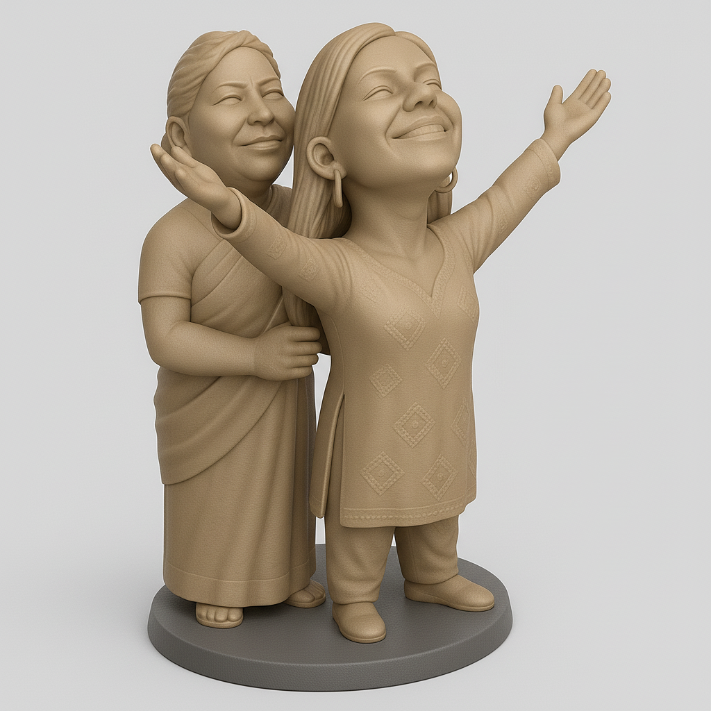 silhouette 3d printer maker-3d portrait printing_Joyful Embrace - Celebrating Togetherness