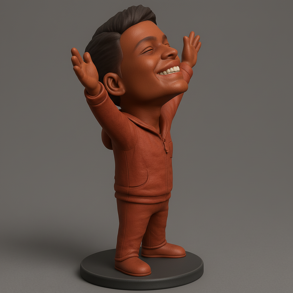 face to 3d model ai-3D portrait printing from photo_Spread Joy: Happy Boy Figurine - Perfect Desk Pal