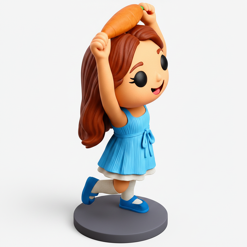 face anatomy 3d model-create 3d face model from photo_Whimsical Carrot Girl Figurine - Playful Decor Print