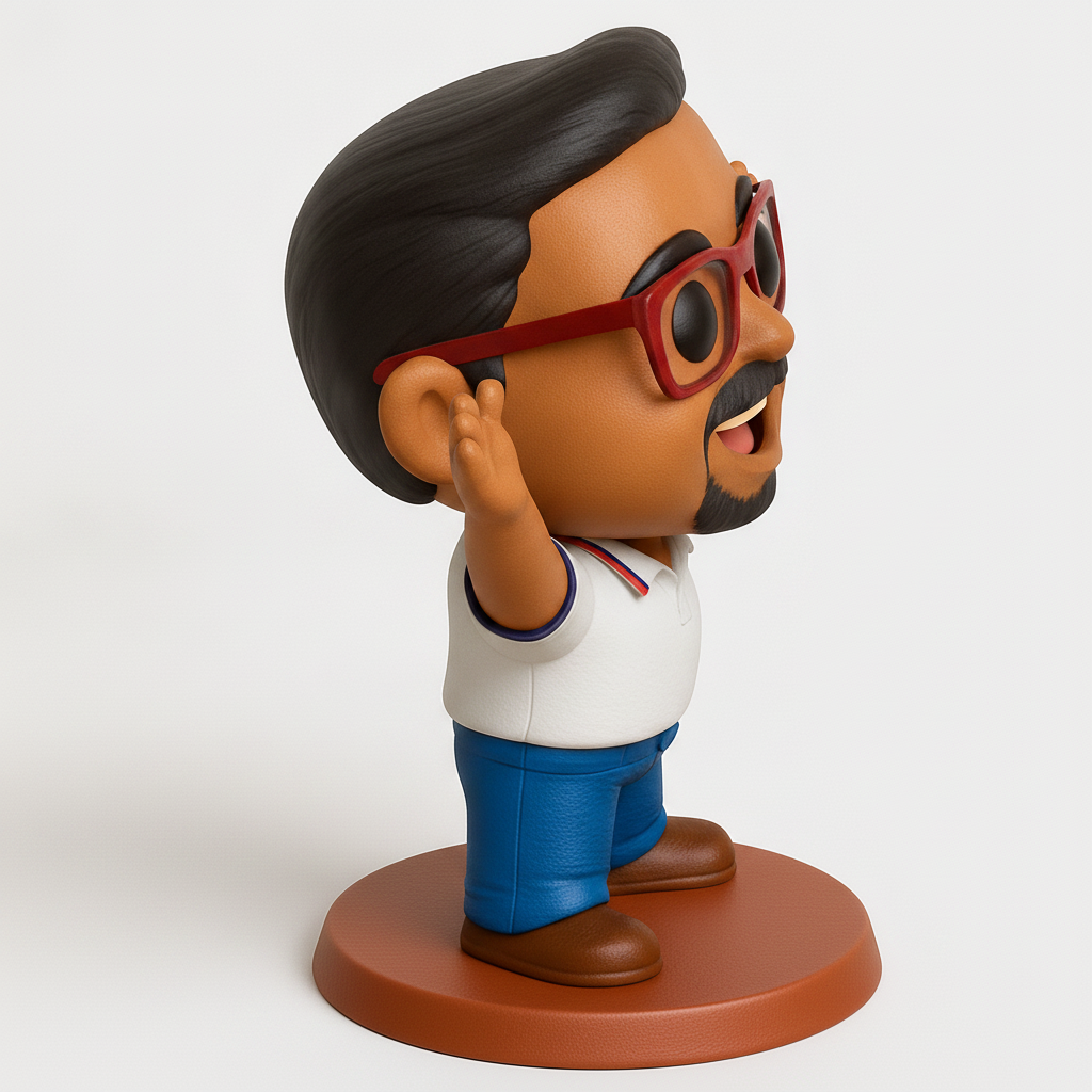face to 3d model ai-3D portrait printing from photo_Welcoming Happy Man Figurine - Desk Buddy & Gift