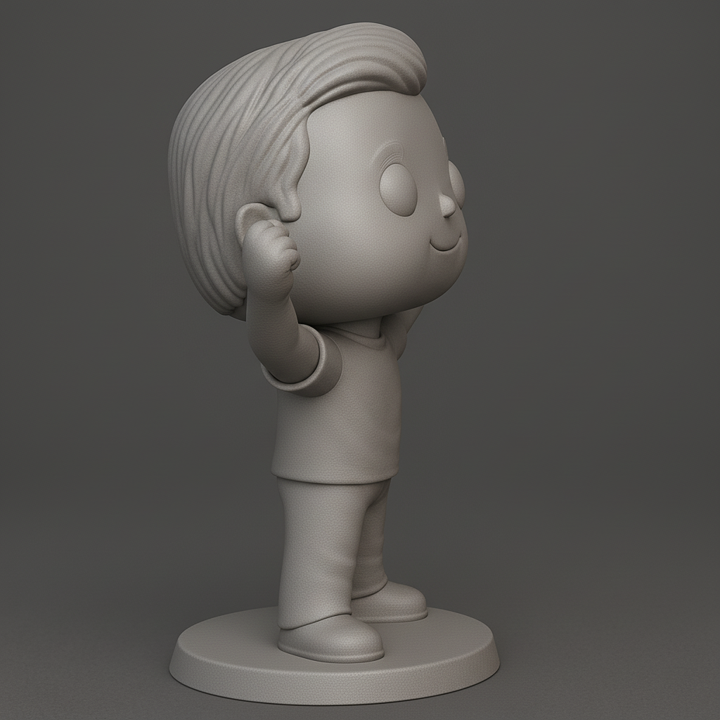 face anatomy 3d model-create 3d face model from photo_Enthusiastic Funko-Style Figure - Celebrate Success!