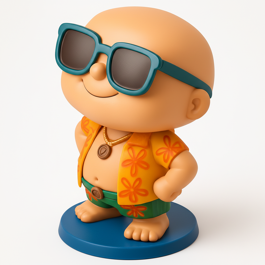 face to 3d model ai-3D portrait printing from photo_Charming Summer Buddy Figurine - Vacation Vibes!