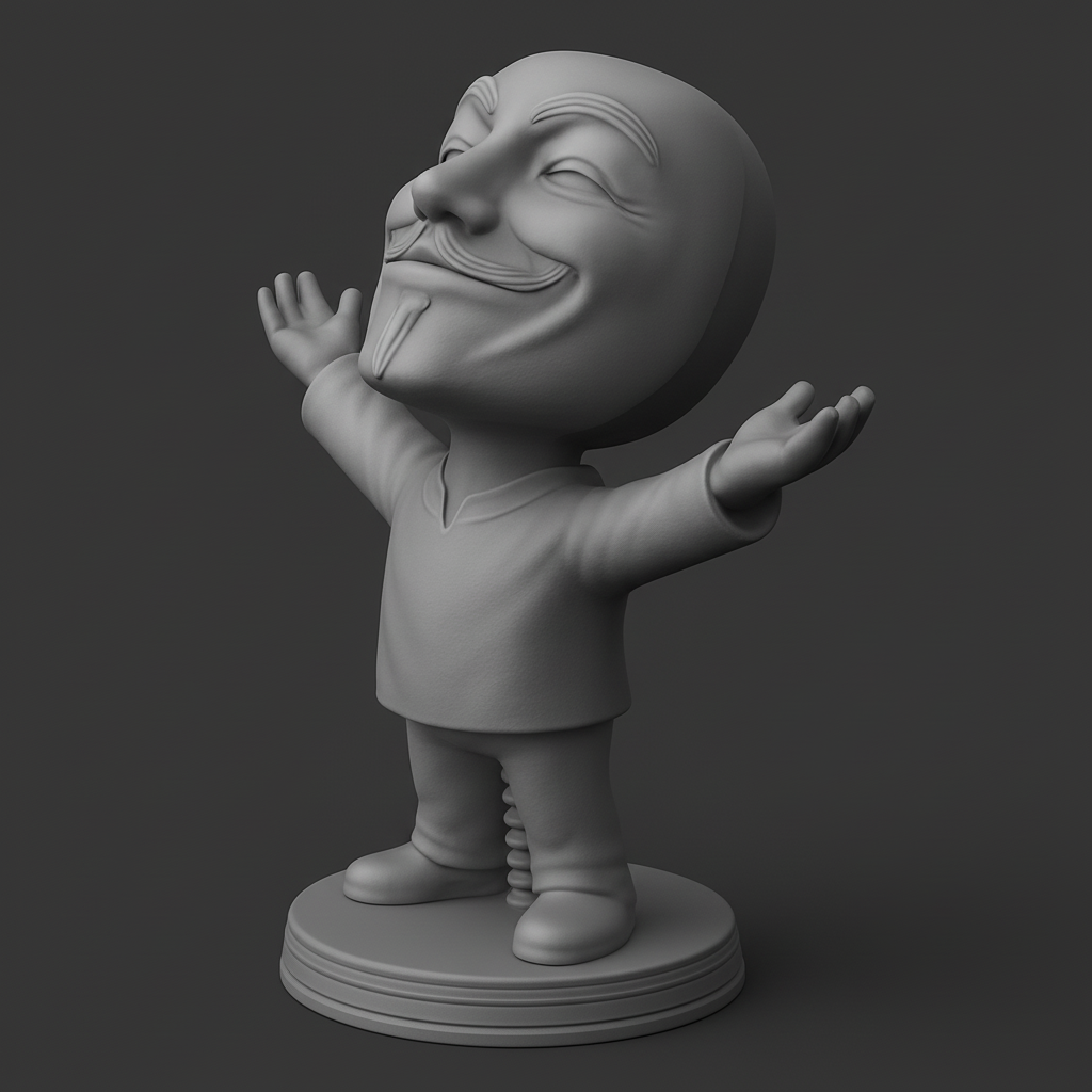 silhouette 3d printer maker-3d portrait printing_Iconic Anonymous Bobblehead: Whimsical Desk Companion