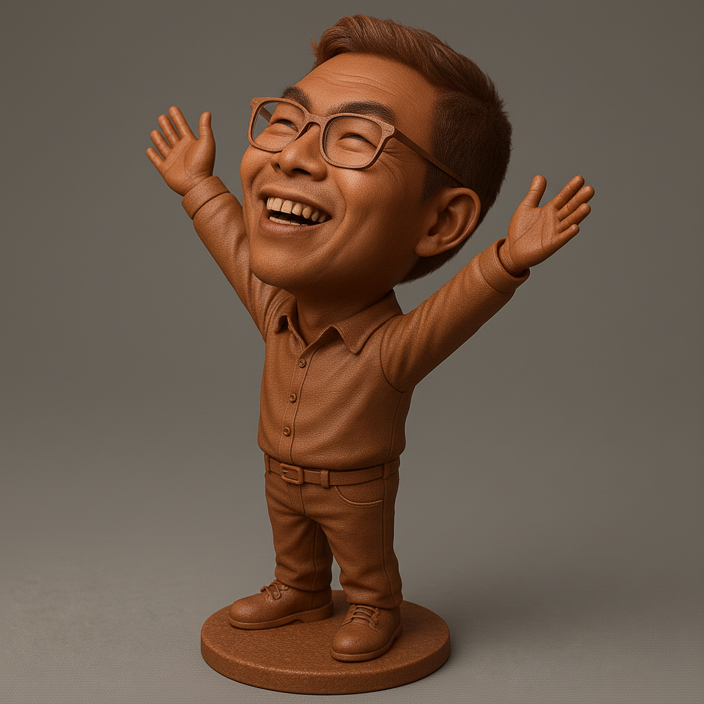 silhouette 3d printer maker-3d portrait printing_Joyful Character Statue for 3D Printing