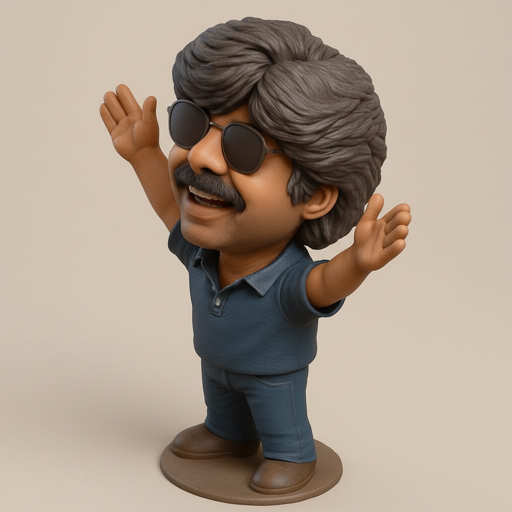 silhouette 3d printer maker-3d portrait printing_Cheerful Superstar Bobblehead - Print & Smile!