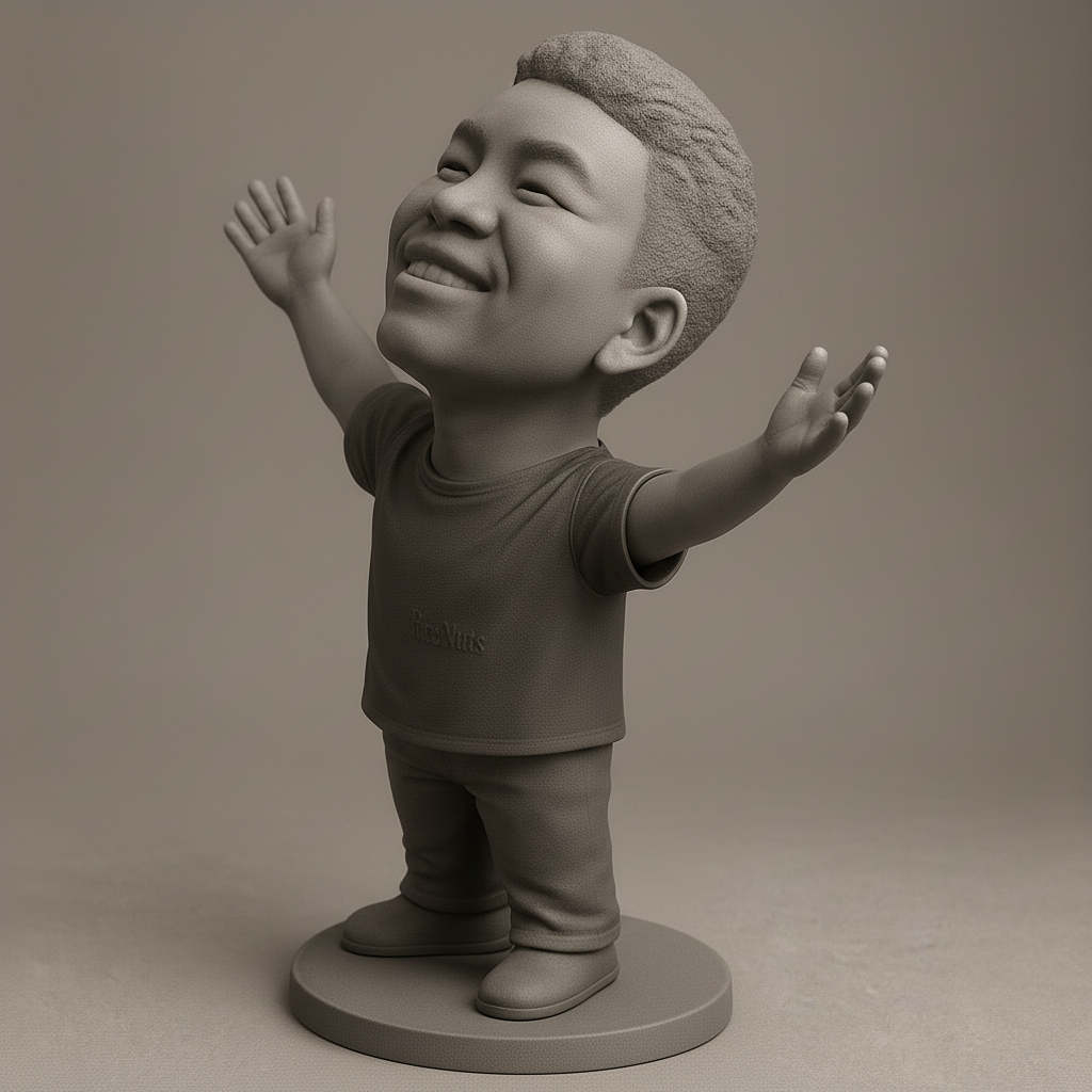 face to 3d model ai-3D portrait printing from photo_Spreading Joy: Open Arms Child Collectible 3D Print