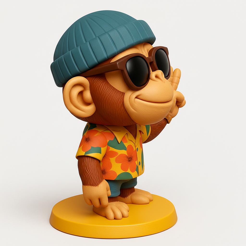 face anatomy 3d model-create 3d face model from photo_Peace-Loving Monkey Figurine: Print Your Own Fun!