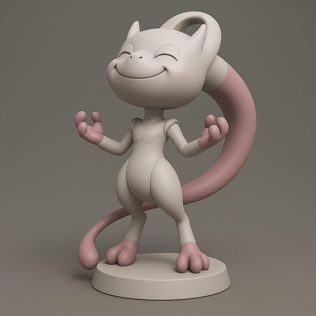 face anatomy 3d model-create 3d face model from photo_Adorable 3D Mew Figure for Printing