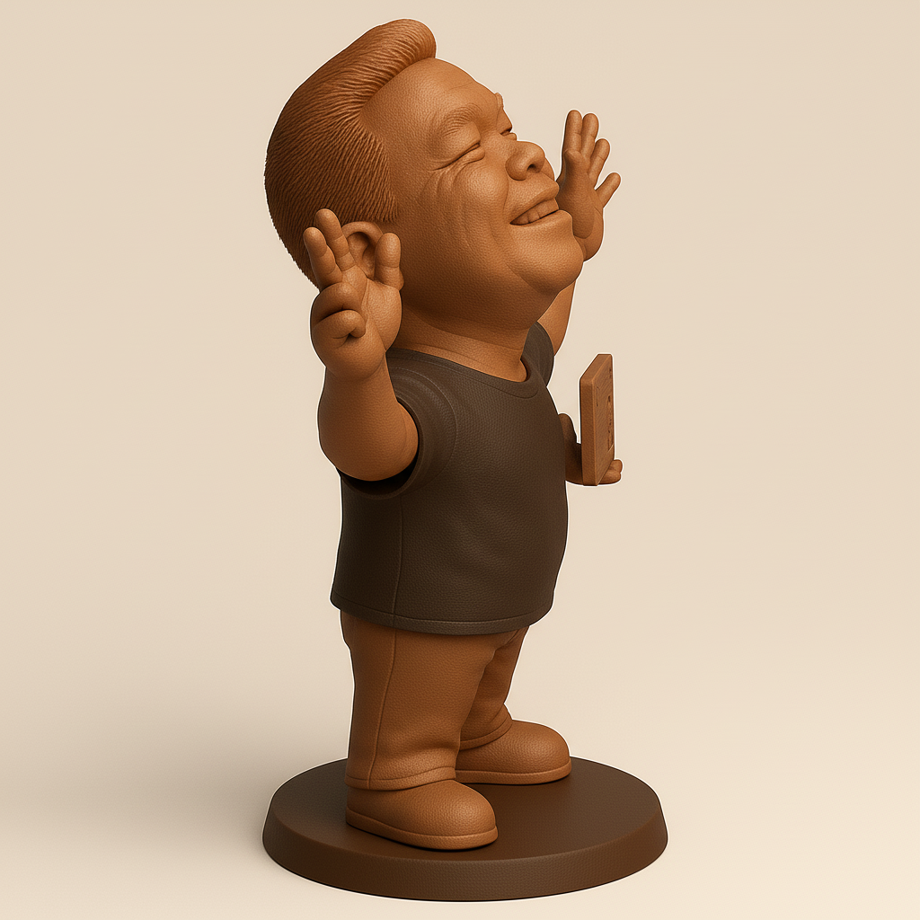 face anatomy 3d model-create 3d face model from photo_Cheerful Figurine with ID Card Pose