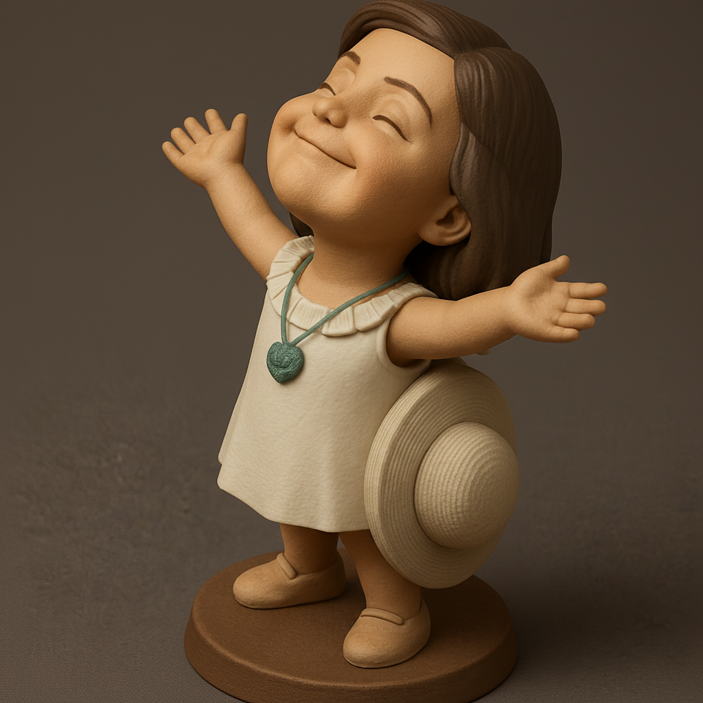 face anatomy 3d model-create 3d face model from photo_Embrace Joy: Little Girl Figurine Radiating Happiness