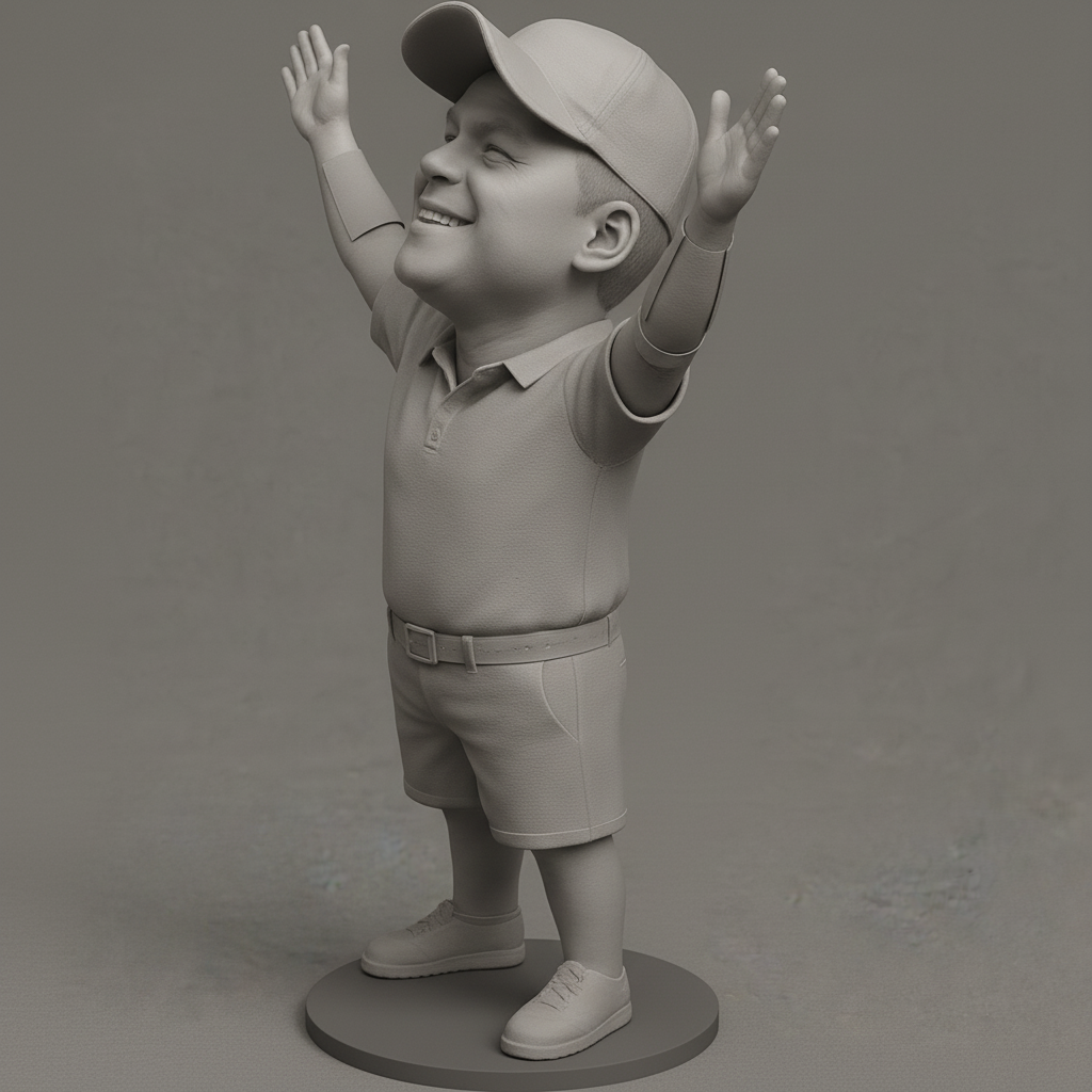 silhouette 3d printer maker-3d portrait printing_Joyful Miniature Figure with Outstretched Arms