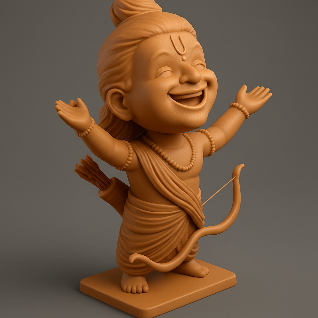 face to 3d model ai-3D portrait printing from photo_Joyful Balak Ram 3D Print - Bring Divine Cheer Home