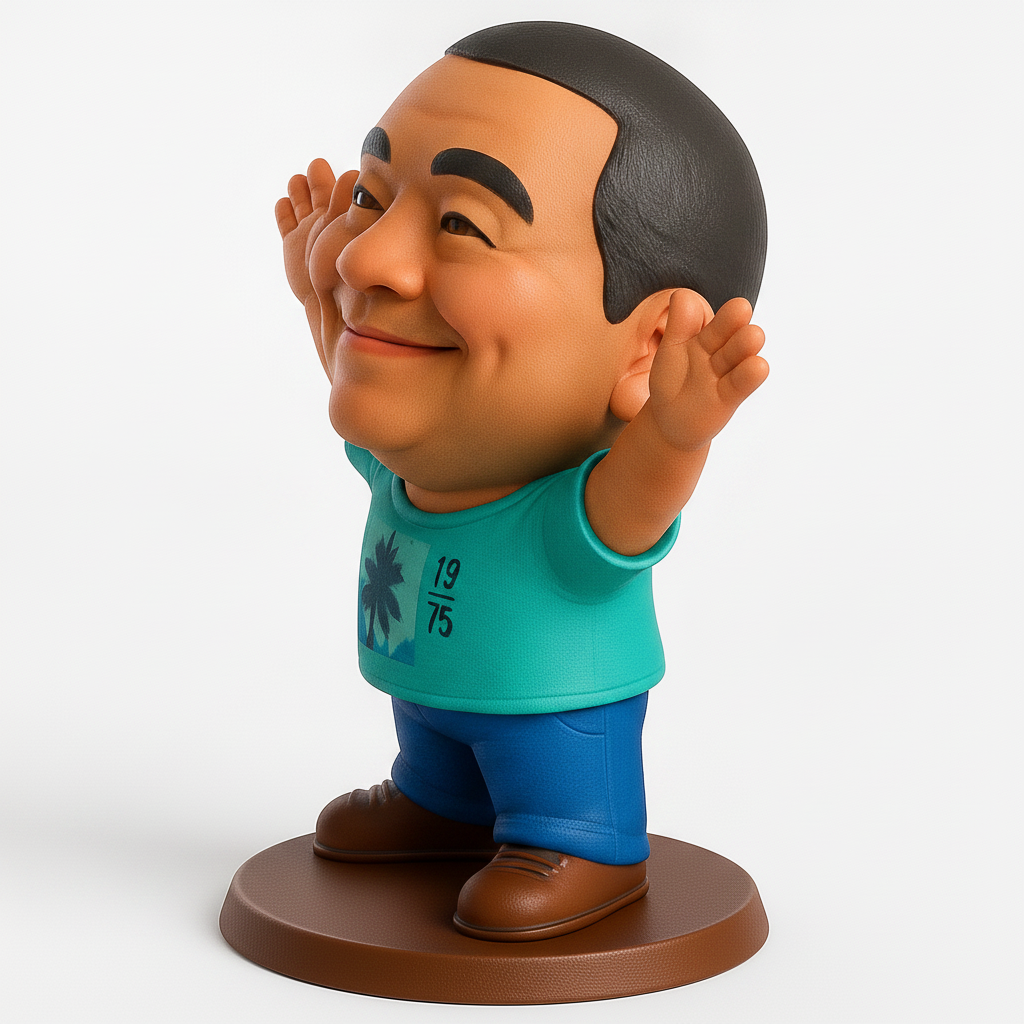 face anatomy 3d model-create 3d face model from photo_Joyful Chibi Man Figurine - Cheerful Desk Decor