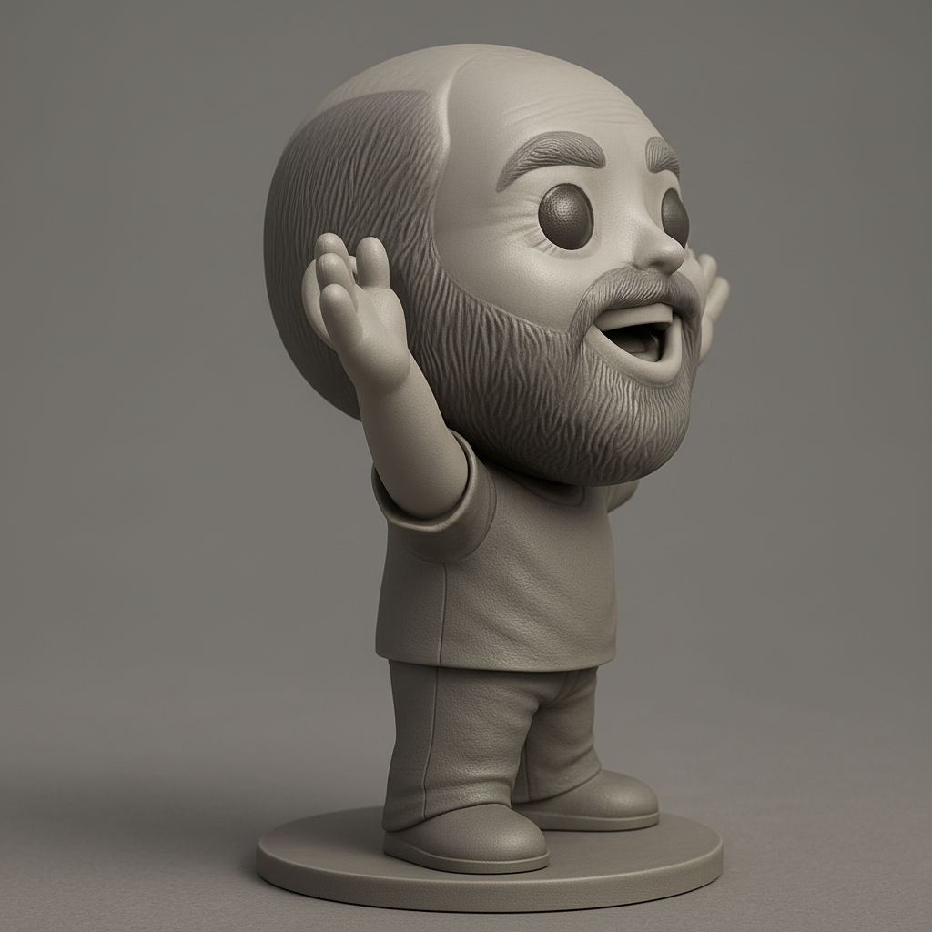 face anatomy 3d model-create 3d face model from photo_Joyful Bearded Guy Collectible: Spread Smiles & Po