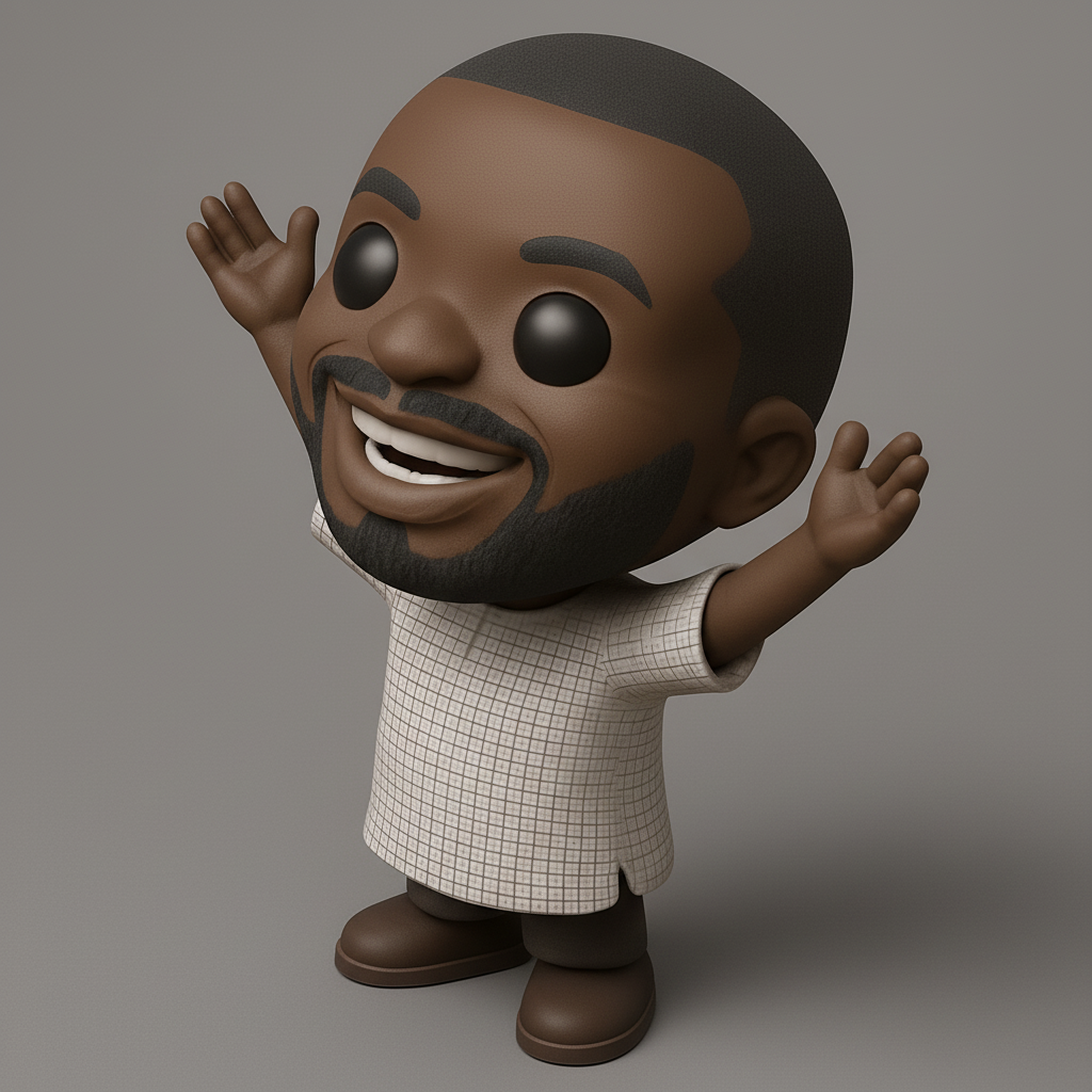 face anatomy 3d model-create 3d face model from photo_Joyful Character Figurine: Welcoming Smile & Open Arms