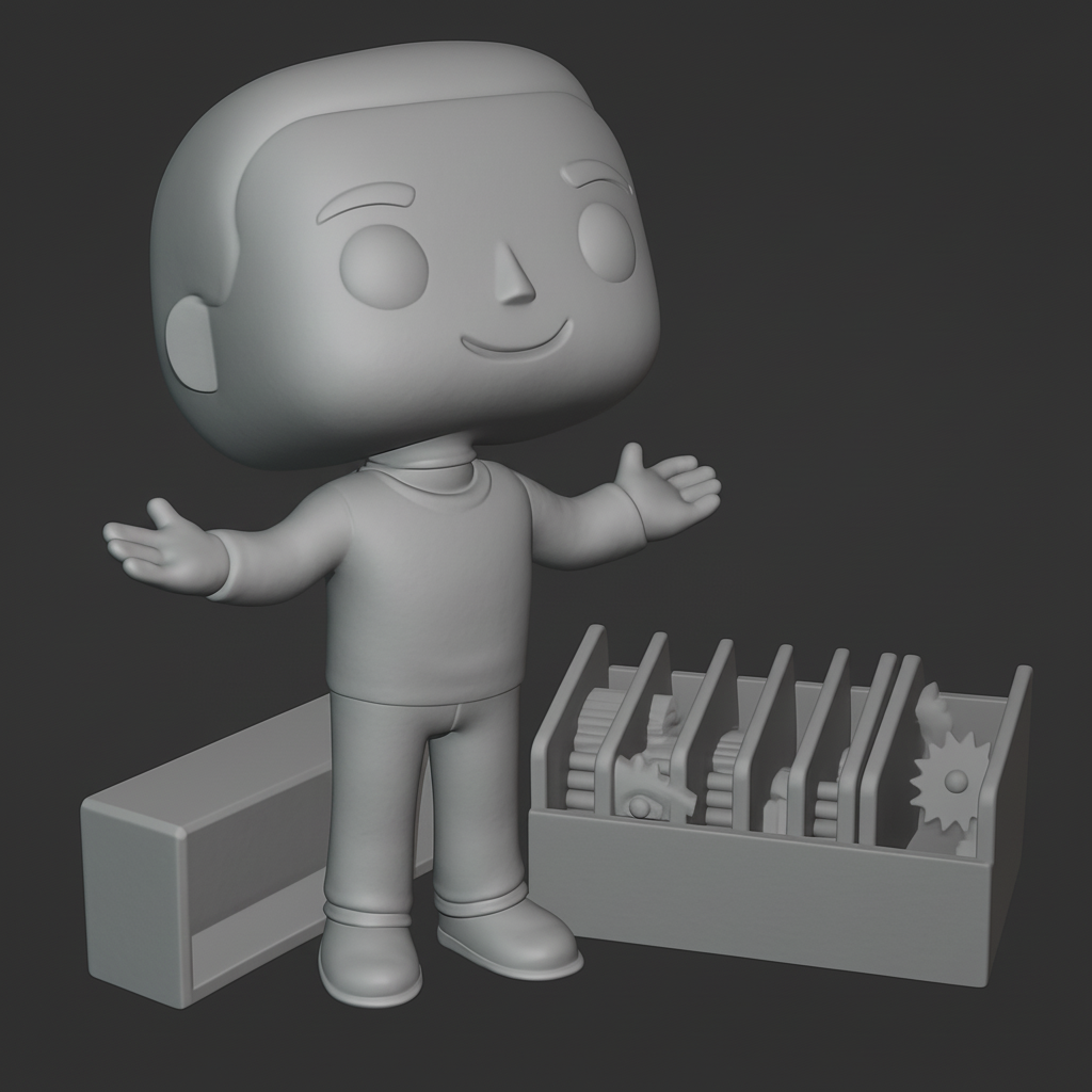 face to 3d model ai-3D portrait printing from photo_Funko-Style Character & Modular Gear Display Set