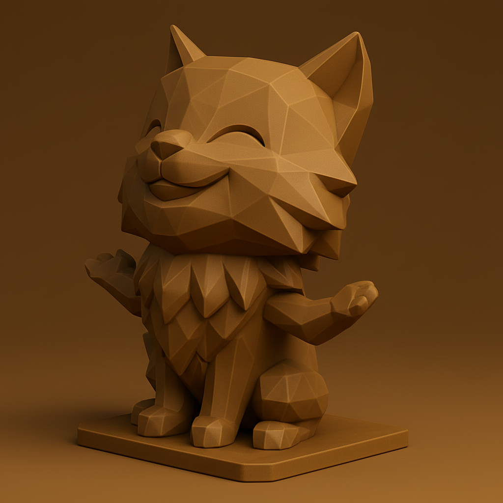 face anatomy 3d model-create 3d face model from photo_Low-Poly Happy Fox Statue - Charming Desk Decor