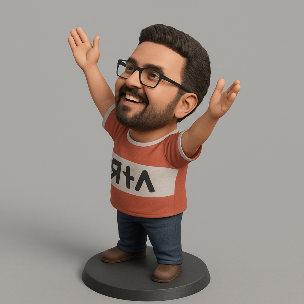 silhouette 3d printer maker-3d portrait printing_Happy Man Bobblehead Figurine - Perfect Desk Companion