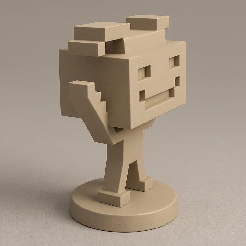 silhouette 3d printer maker-3d portrait printing_Happy Pixel Pal Figurine - Nostalgic 8-Bit Desk Decor