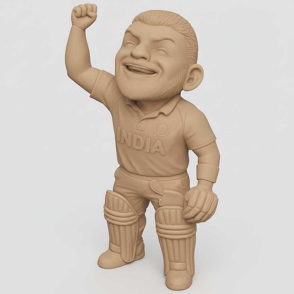 face anatomy 3d model-create 3d face model from photo_India Cricketer Victory Pose Figurine - Fan Collectible
