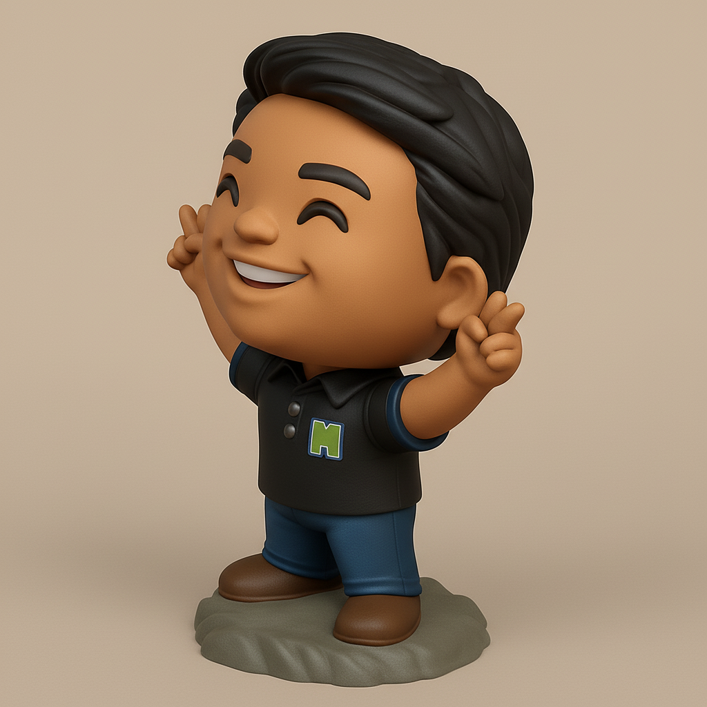 face to 3d model ai-3D portrait printing from photo_Spread Good Vibes: Smiling Peace Sign Desk Buddy