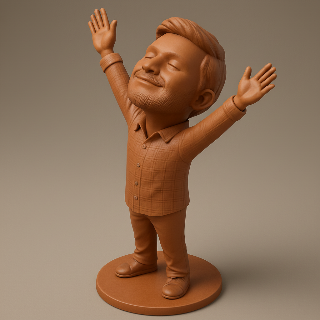 face to 3d model ai-3D portrait printing from photo_Joyful Bobblehead Figurine - Spread Happiness!