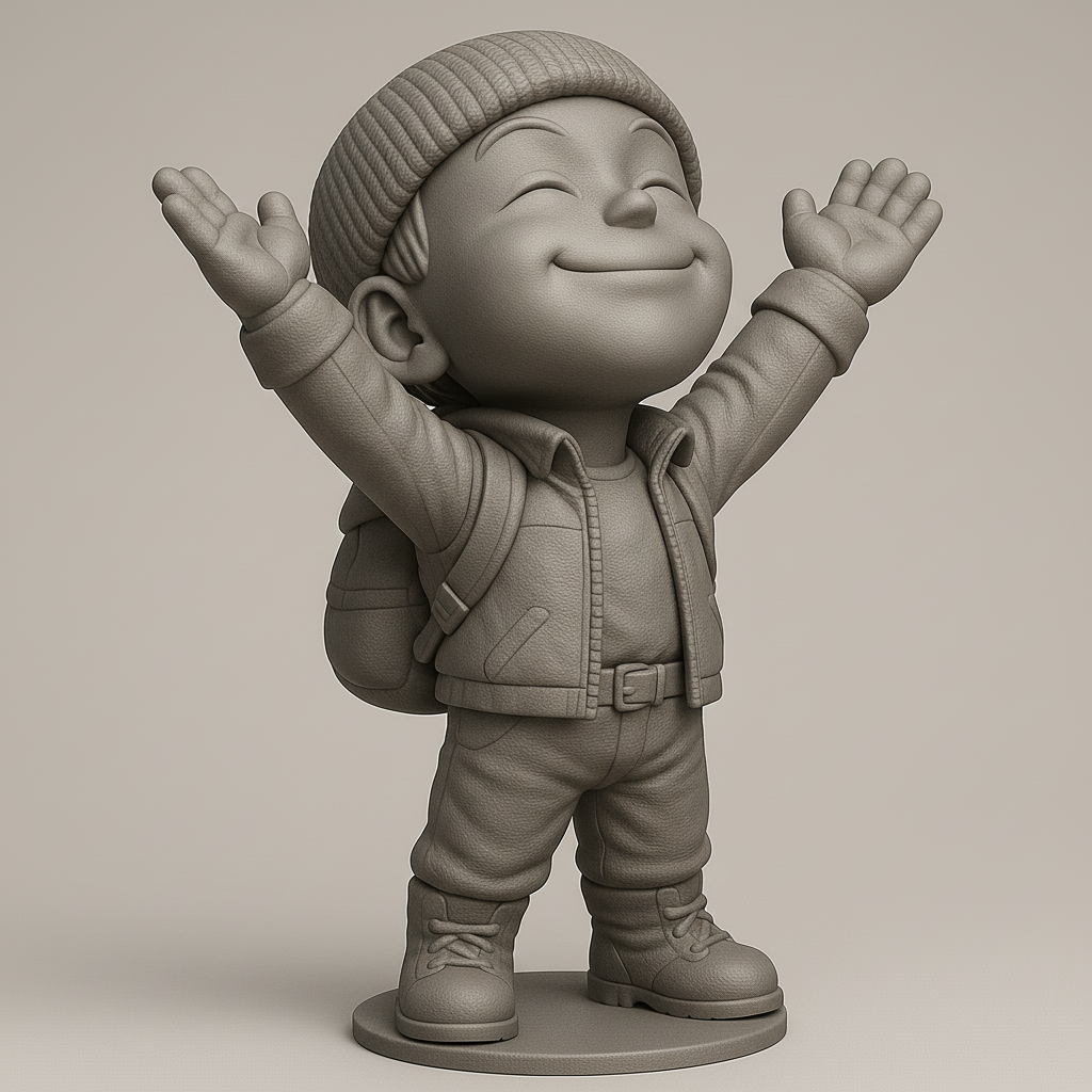 silhouette 3d printer maker-3d portrait printing_Joyful Adventure Kid Figure