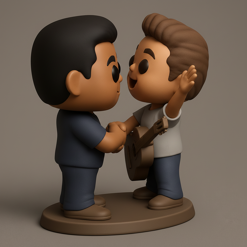 face to 3d model ai-3D portrait printing from photo_Buddy System Pop Figures with Guitar