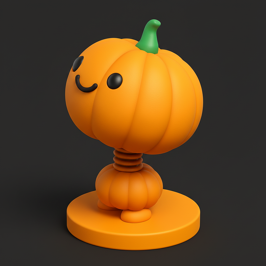 face anatomy 3d model-create 3d face model from photo_Happy Halloween Pumpkin Bobblehead - Fun Desk Decor