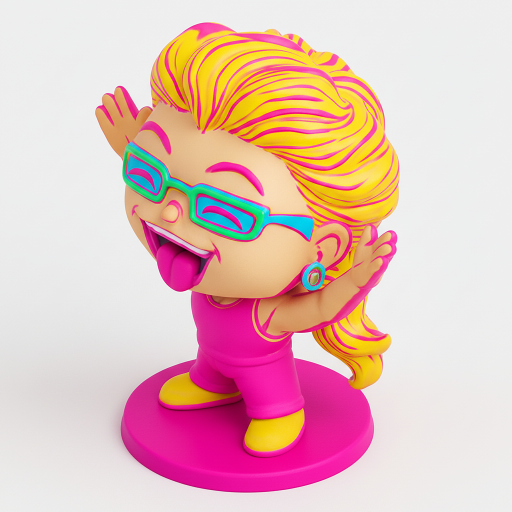 face anatomy 3d model-create 3d face model from photo_Vibrant Pop Art Diva Figurine: Expressive & Fun!