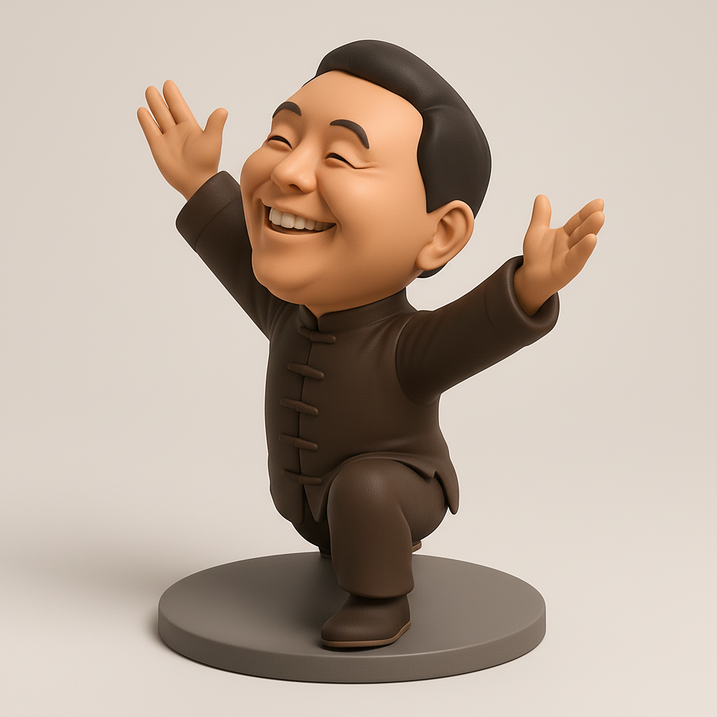 face to 3d model ai-3D portrait printing from photo_Joyful Tai Chi Master Figurine: Positive Energy