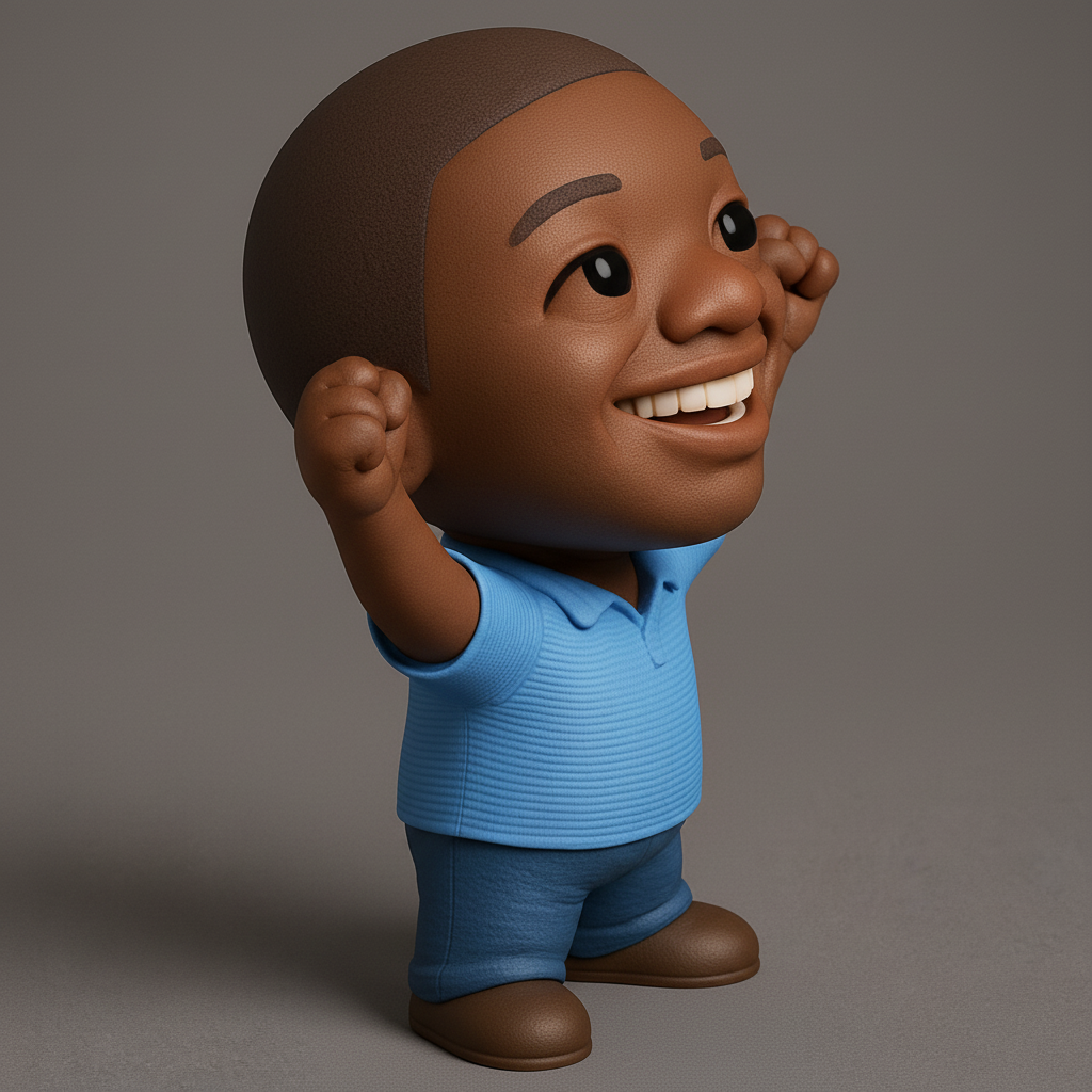 face anatomy 3d model-create 3d face model from photo_Joyful Chibi Boy: Celebrate Success with this 3D Print!