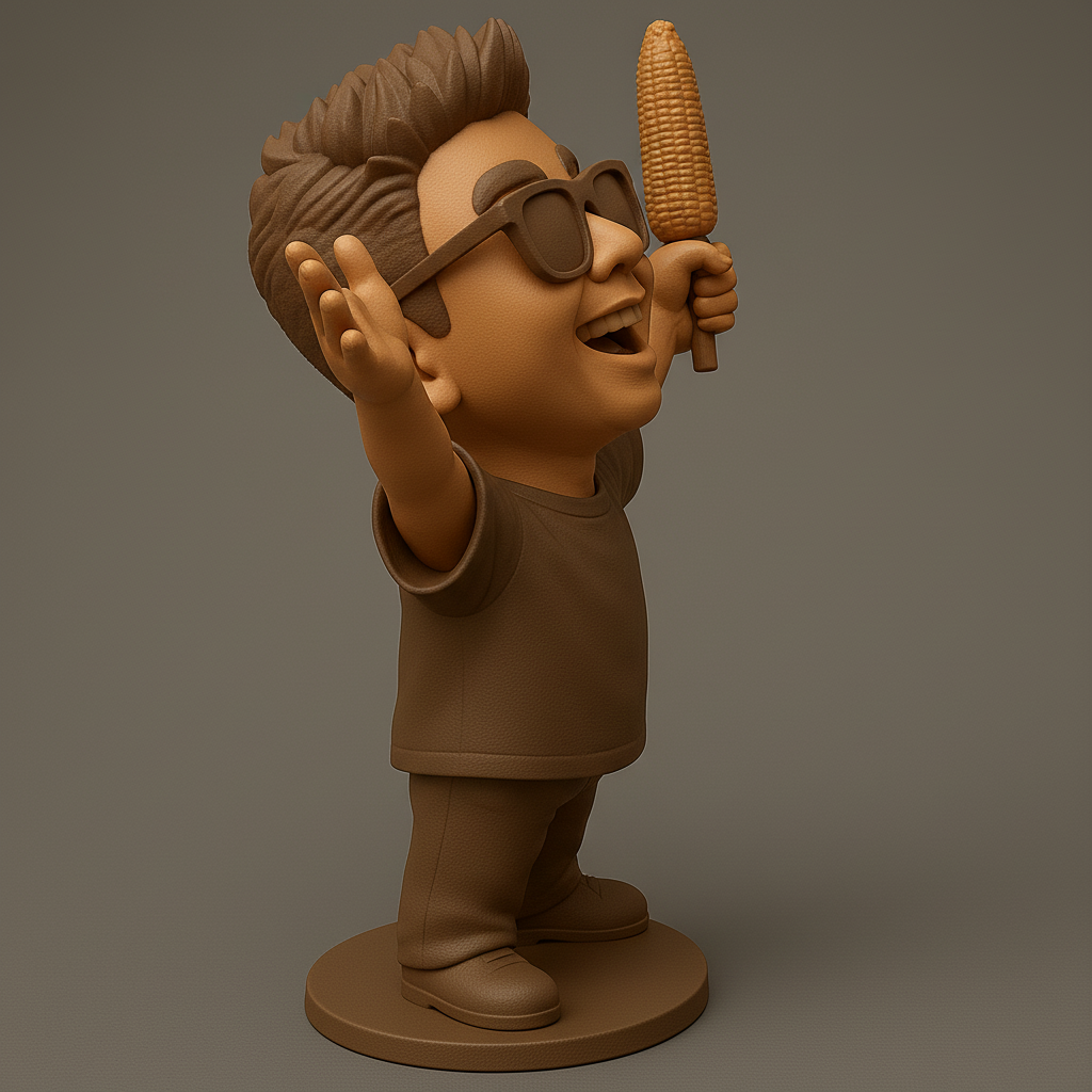 silhouette 3d printer maker-3d portrait printing_Joyful Kid with Corn