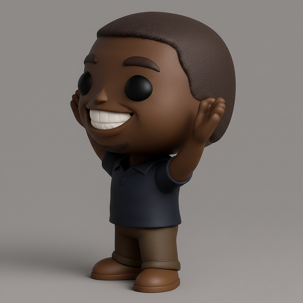 face anatomy 3d model-create 3d face model from photo_Joyful Black Man Figurine: Happy Collectible 3D Print
