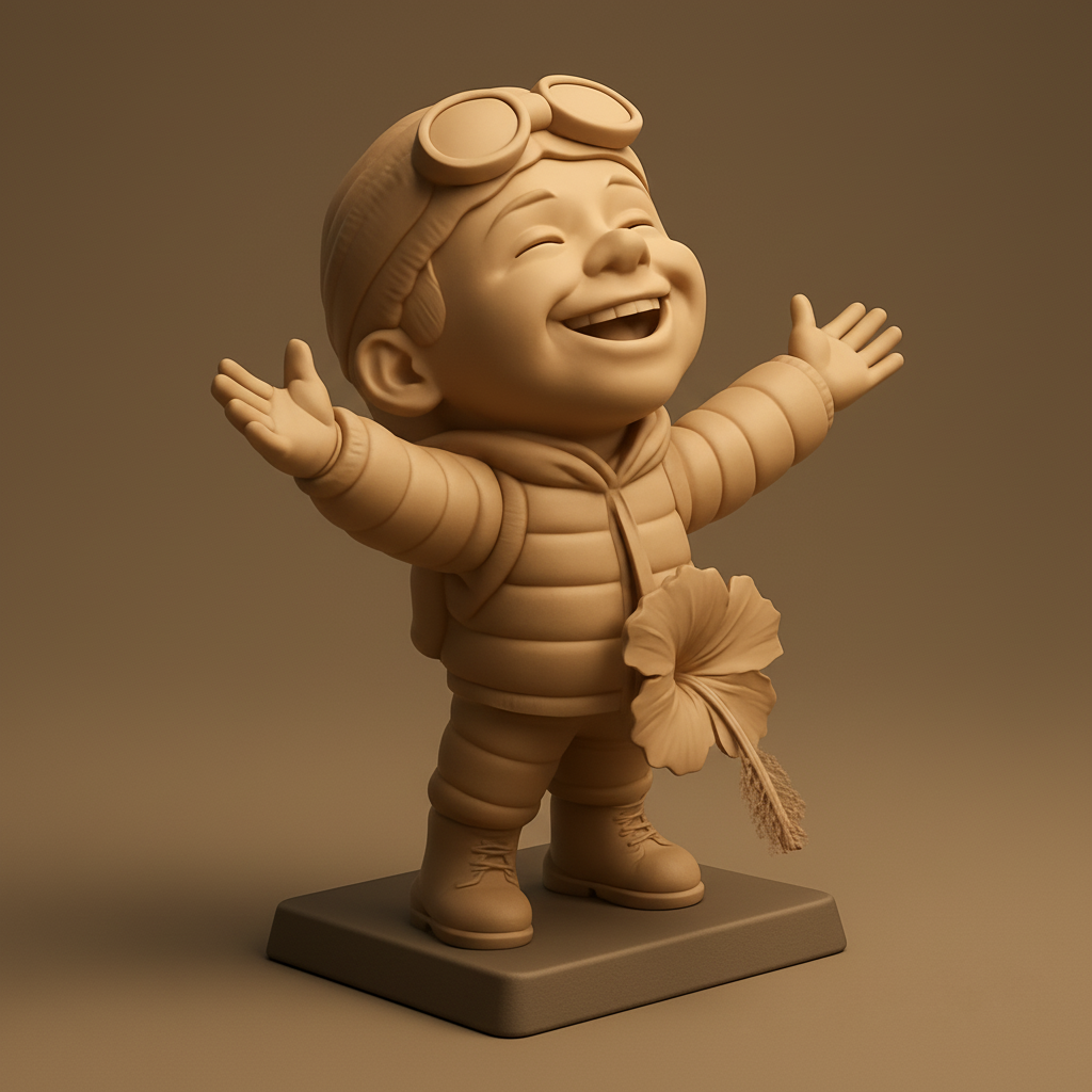 face to 3d model ai-3D portrait printing from photo_Cheerful Explorer Figurine - Print Happiness!