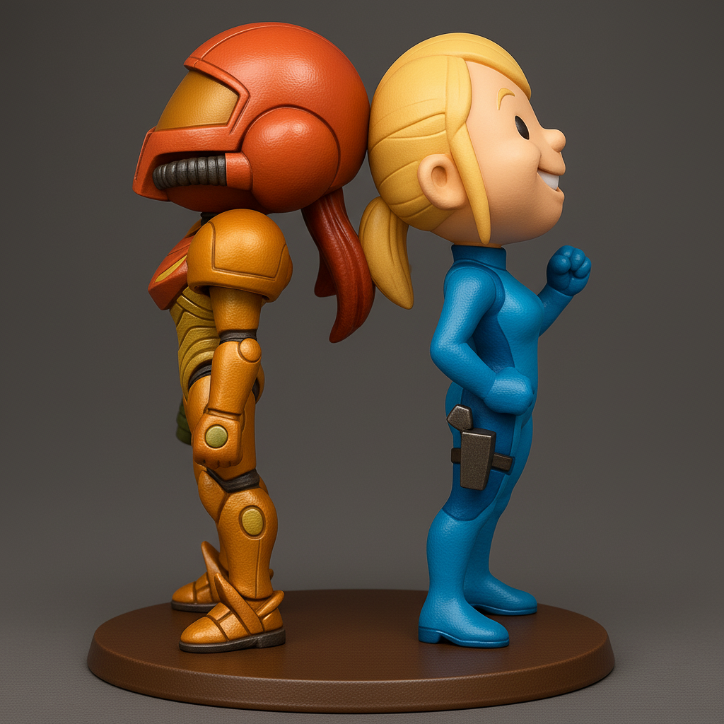 silhouette 3d printer maker-3d portrait printing_Heroic Duo: Retro Space Adventurers