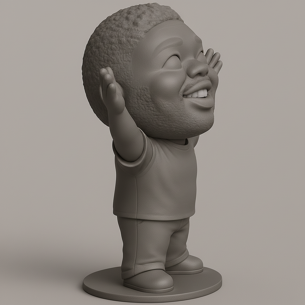 face anatomy 3d model-create 3d face model from photo_Happy Vibes Desk Buddy: Enthusiastic Figurine