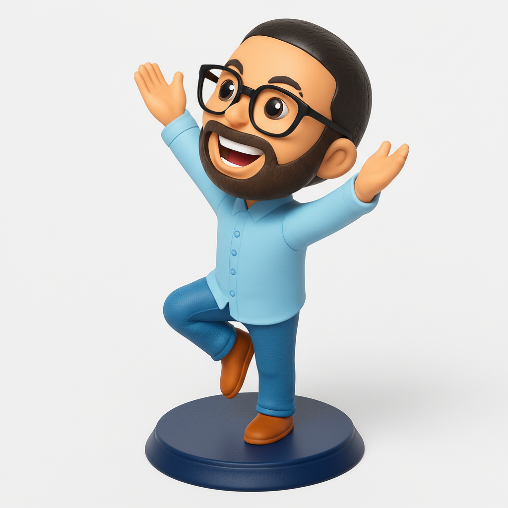 face to 3d model ai-3D portrait printing from photo_Joyful Bearded Man Figurine - Positive Desk Decor