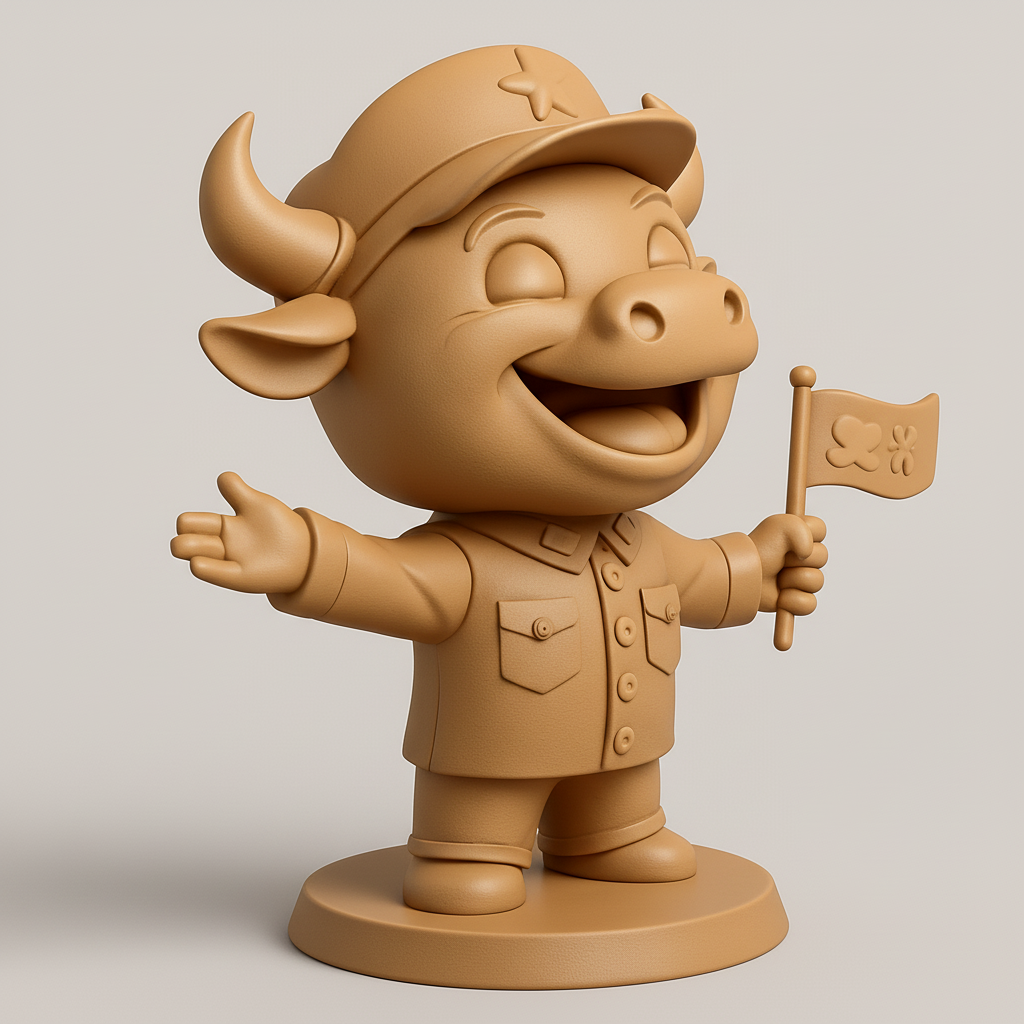 face to 3d model ai-3D portrait printing from photo_Joyful Bull Comrade Mascot: Celebrate with This Happy Ox!