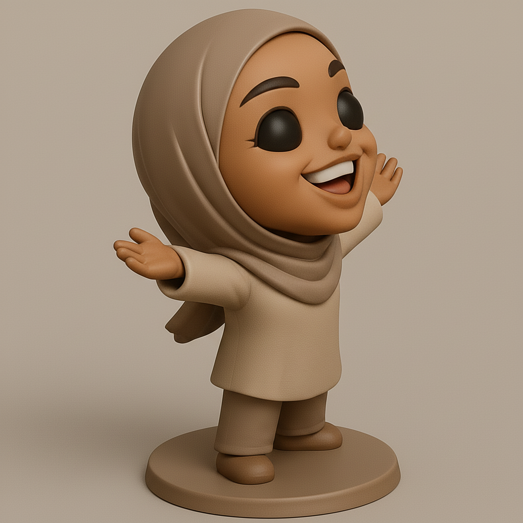 face to 3d model ai-3D portrait printing from photo_Joyful Hijabi Figurine - Welcoming Smile 3D Print