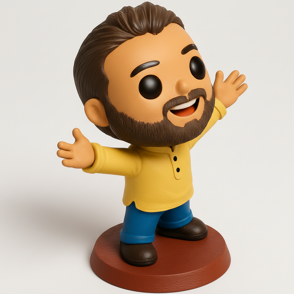 face anatomy 3d model-create 3d face model from photo_Friendly Bearded Man Figurine - Spread Joy & Welcome!