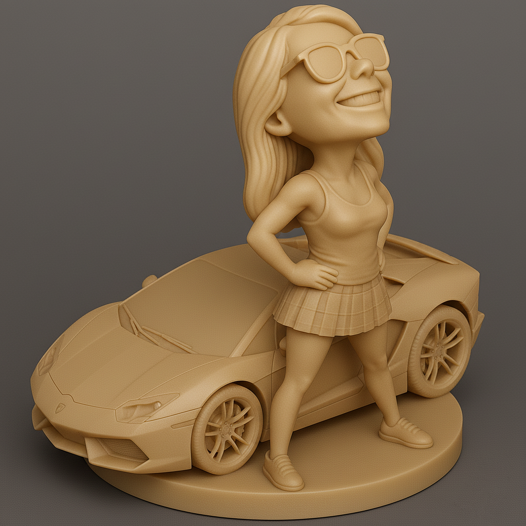 face anatomy 3d model-create 3d face model from photo_Champion Girl on Sports Car