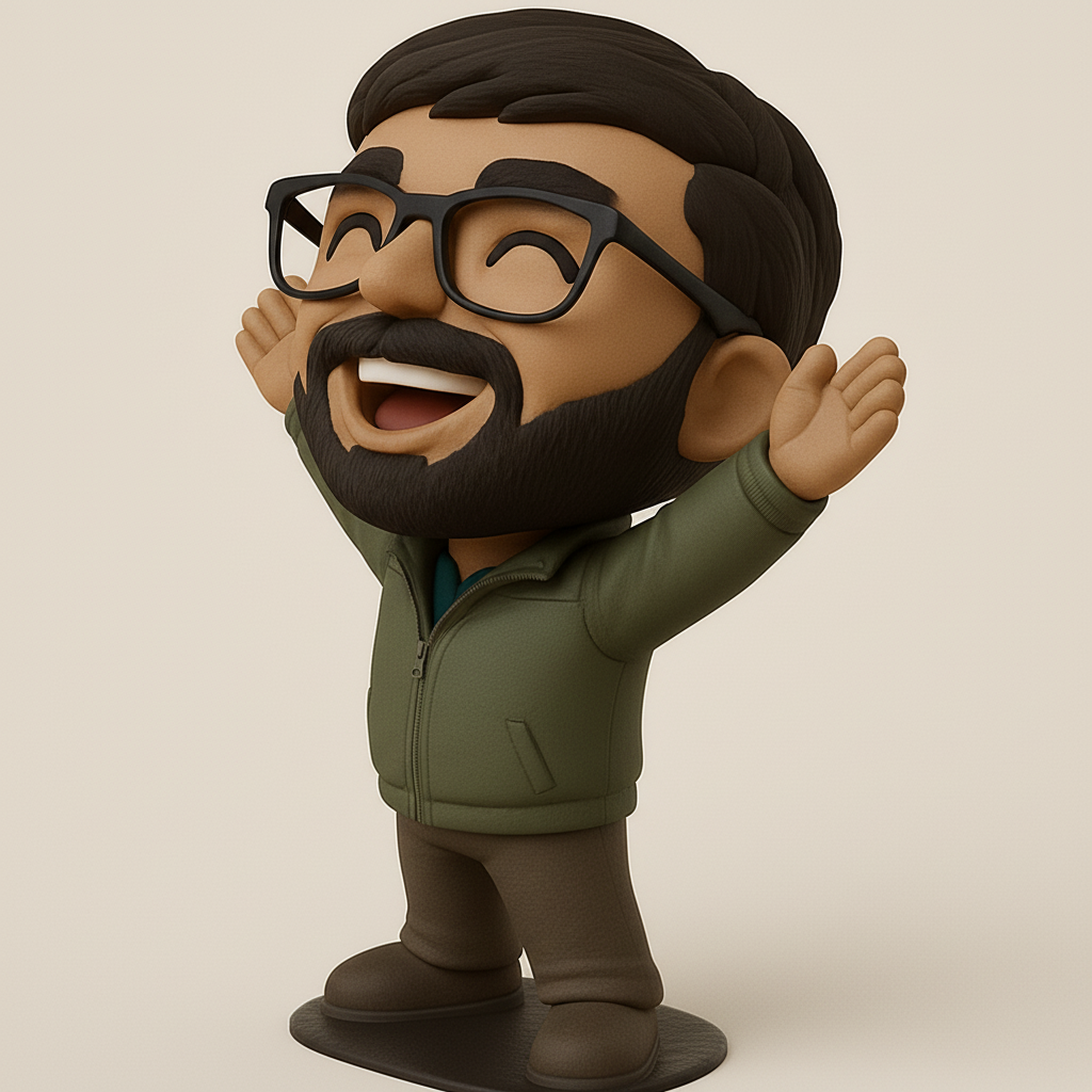 face to 3d model ai-3D portrait printing from photo_Joyful Bearded Man Figurine - Your Happy Desk Companion
