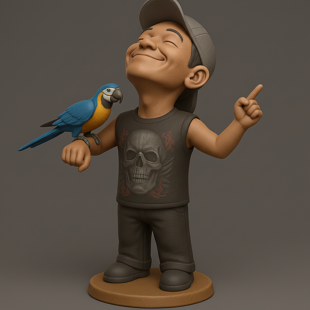 face anatomy 3d model-create 3d face model from photo_Adventurous Kid with Parrot Figurine