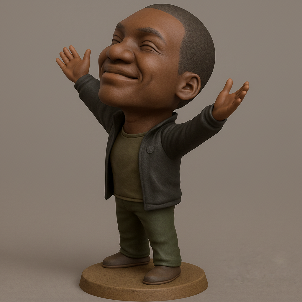 face to 3d model ai-3D portrait printing from photo_Joyful Open Arms Figurine