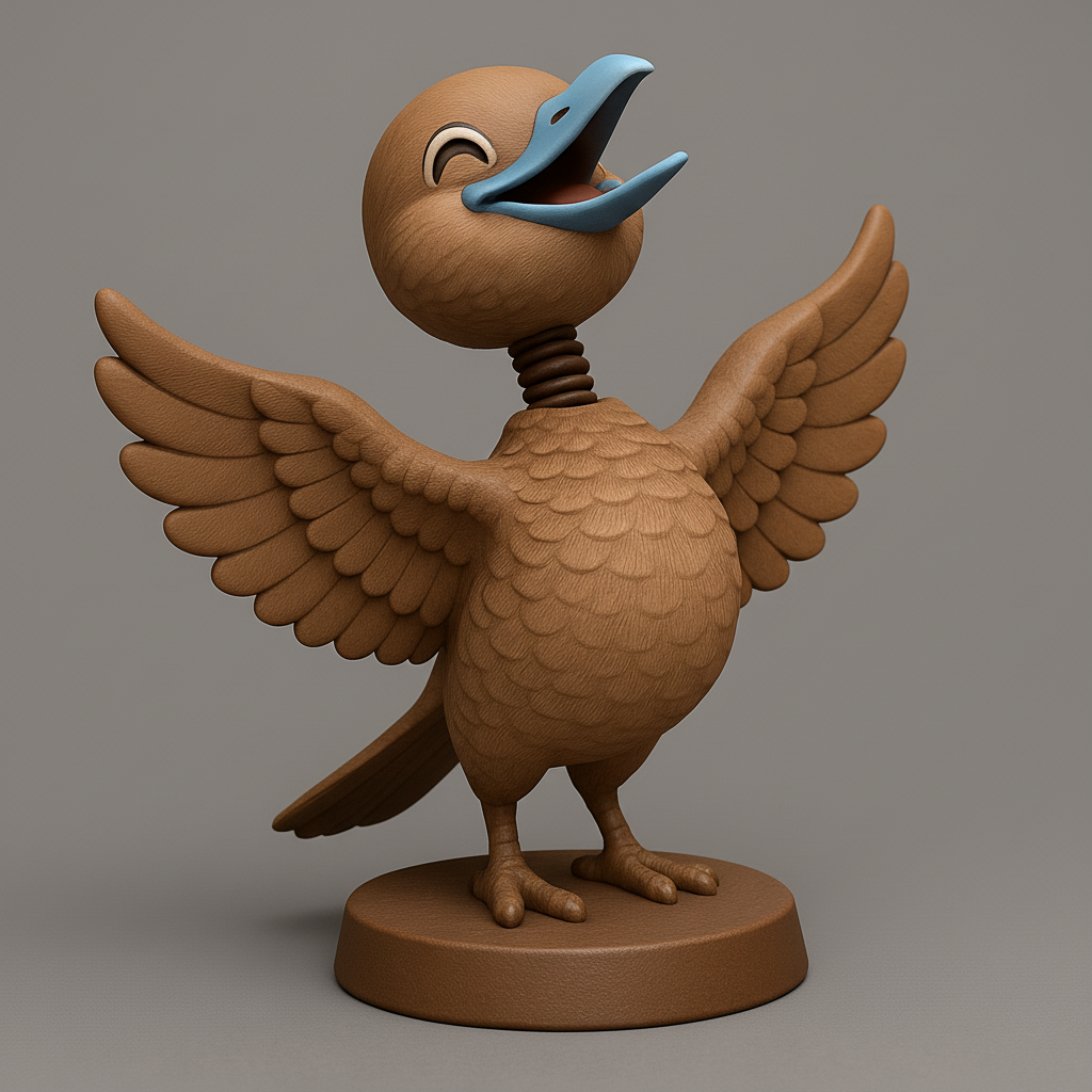 silhouette 3d printer maker-3d portrait printing_Cheerful Singing Bird Figurine