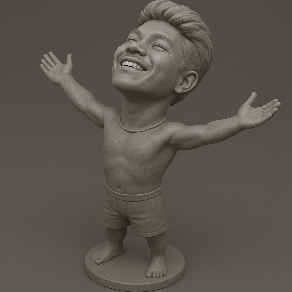 face to 3d model ai-3D portrait printing from photo_Joyful Spirit Figure: Embrace Happiness & Freedom