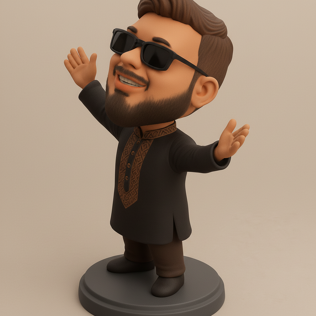 face anatomy 3d model-create 3d face model from photo_Joyful Bearded Man Figurine - Celebrate with Style!