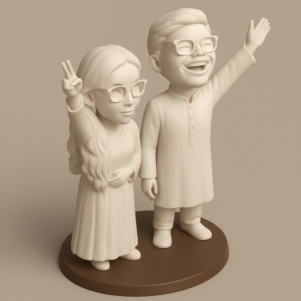 silhouette 3d printer maker-3d portrait printing_Capture Joy: Customizable Couple Bobblehead Keepsake