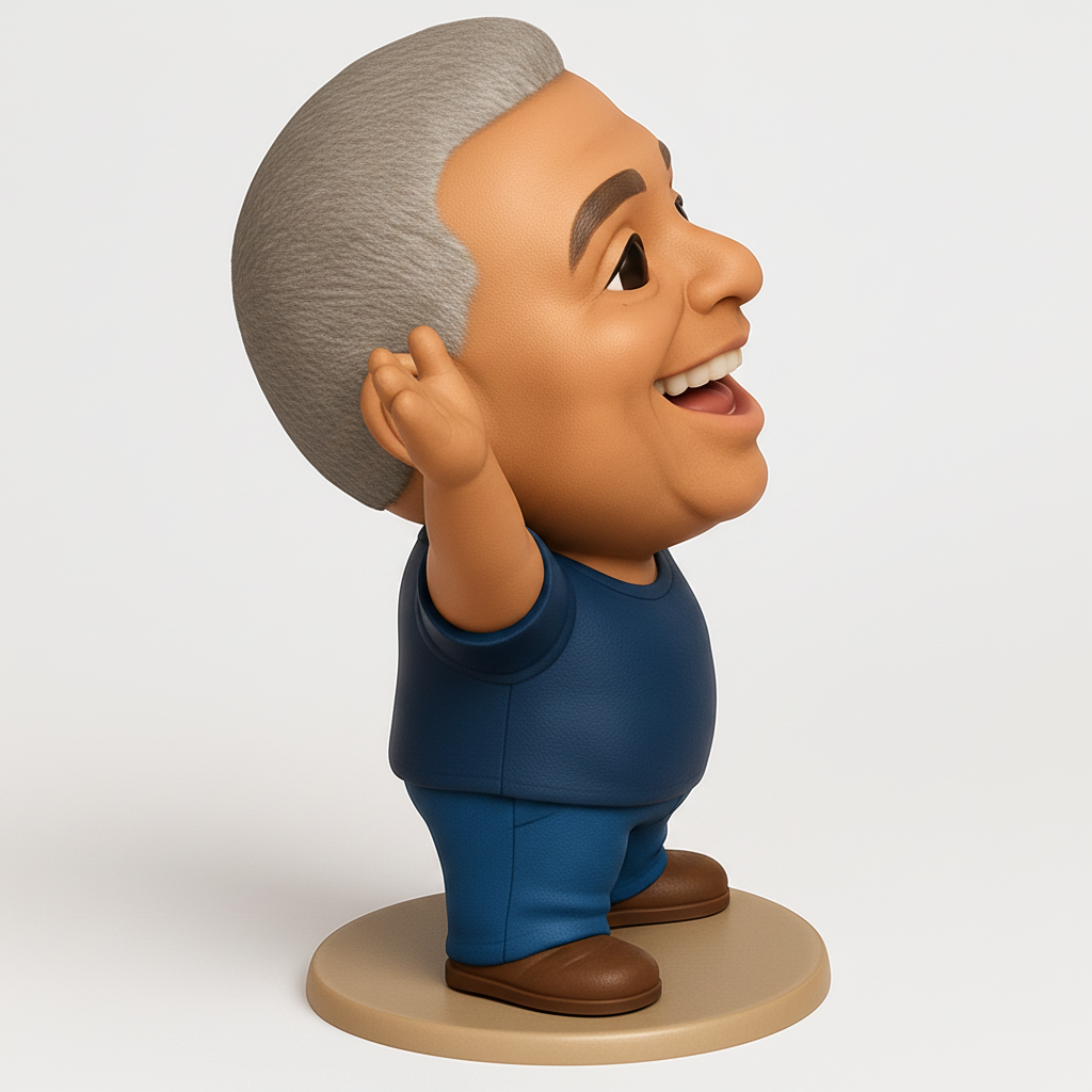 face anatomy 3d model-create 3d face model from photo_Smiling Chibi Man Figurine with Open Arms